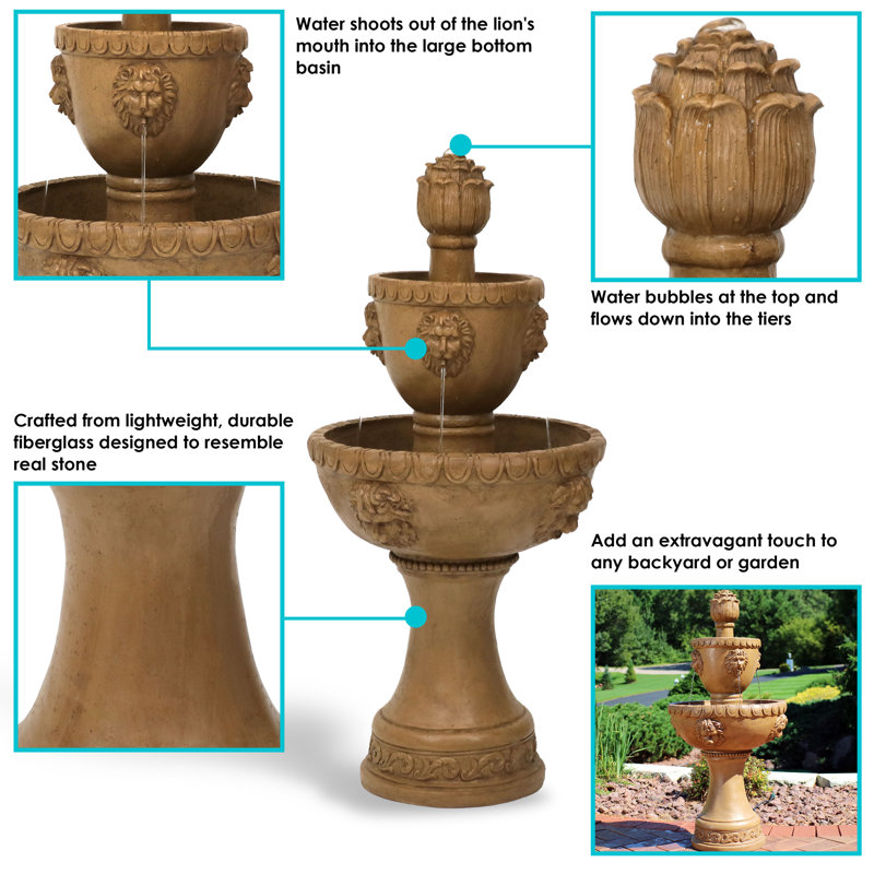 Astoria Grand Dunigan Resin Lion Fountain & Reviews Wayfair